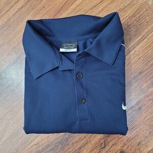 Nike Golf Dri-Fit Polo Shirt Mens XL Navy Blue Short Sleeve Athletic Performance